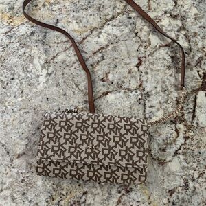 DKNY Brown Monogram Crossbody Bag
